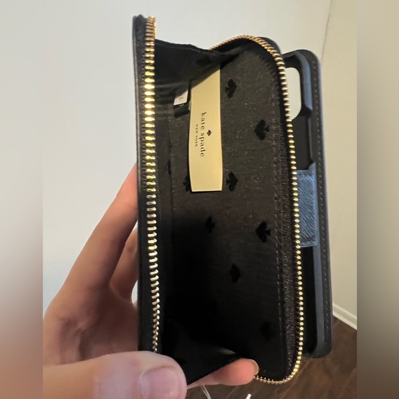 BLACK KATE SPADE PHONE CASE/ WALLET IPHONE X/XS - Picture 2 of 7